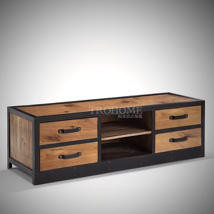 可訂製-實木鐵件電視櫃