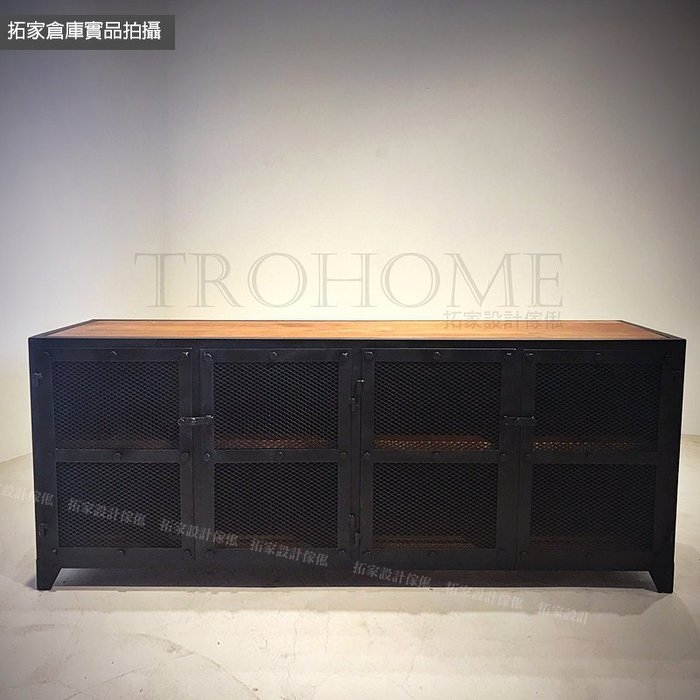 可訂製-實木桌面鐵網櫃