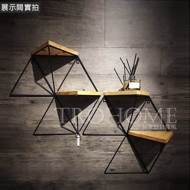 三角鐵件實木層架組