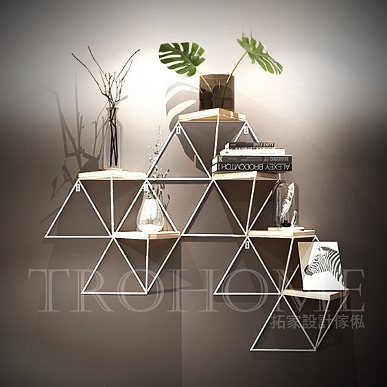 三角鐵件實木層架組