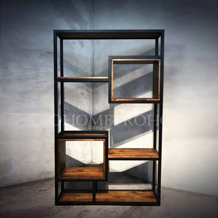 可訂製 LOFT方塊木箱實木書櫃