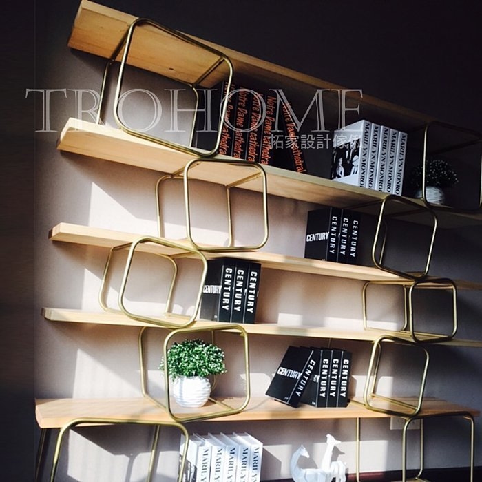 可訂製 傾斜方框實木大層架