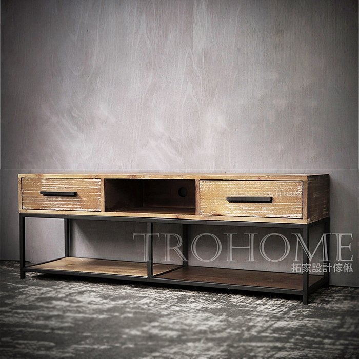 可訂製 摺鐵把手實木電視櫃