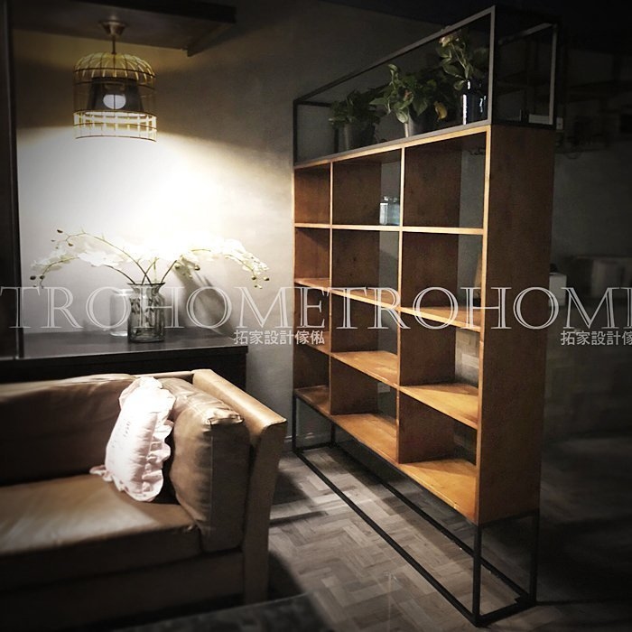 可訂製 北歐極簡方格實木書櫃