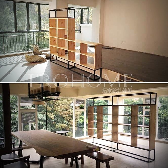 可訂製 北歐極簡方格實木書櫃