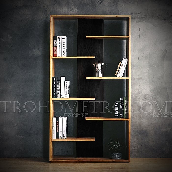 可訂製 LOFT造型感扁鐵實木書櫃