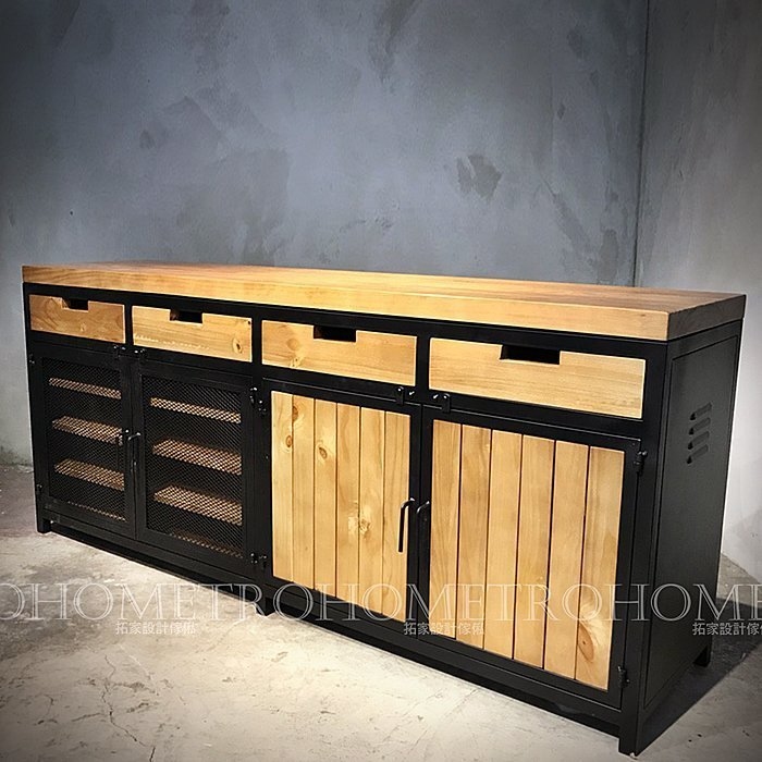 可訂製 鐵網實木抽屜鞋櫃
