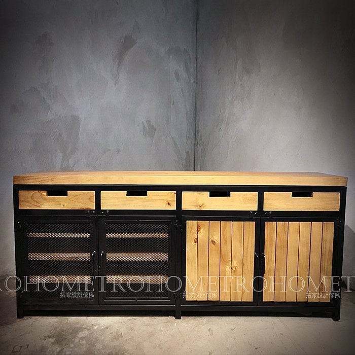 可訂製 鐵網實木抽屜鞋櫃