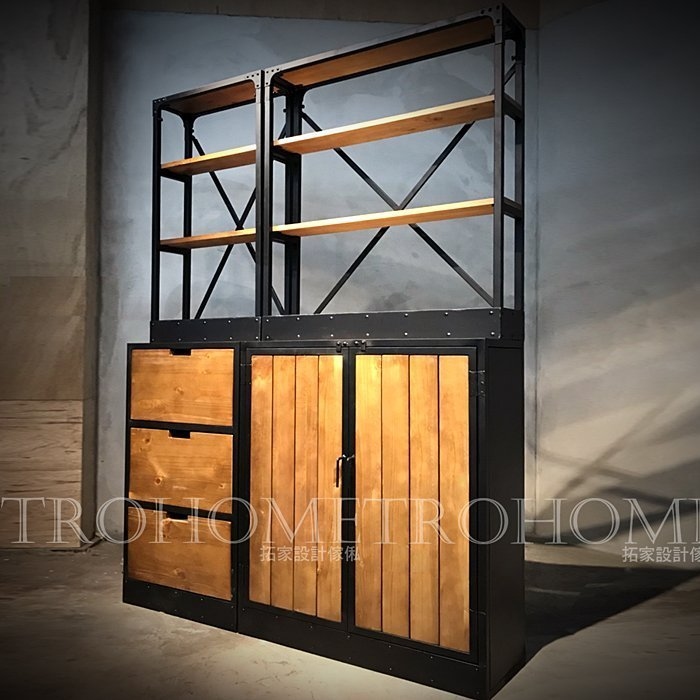 可訂製 鉚釘框邊實木收納櫃