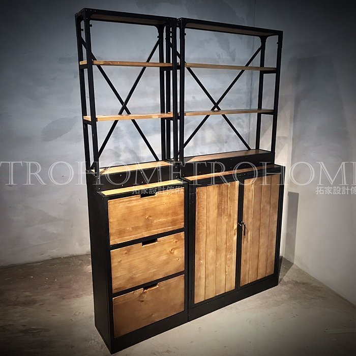 可訂製 鉚釘框邊實木收納櫃