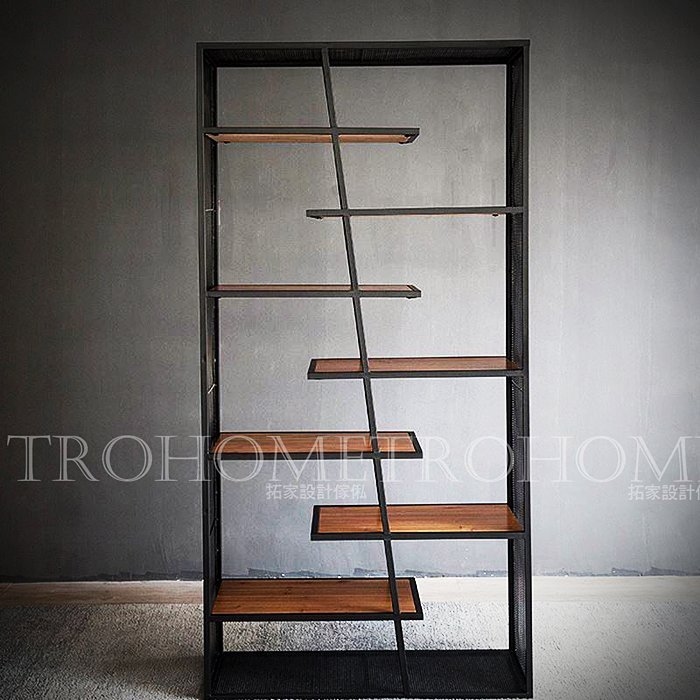 可訂製-側邊網片實木書架