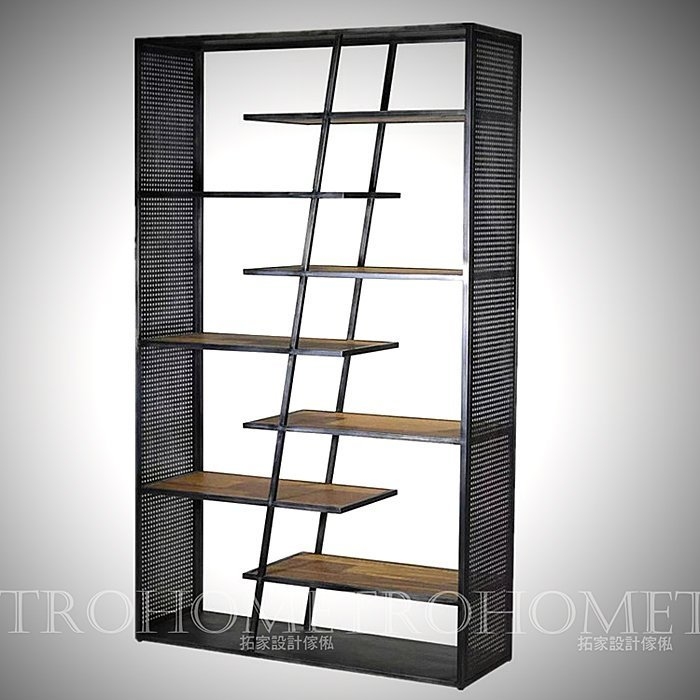 可訂製-側邊網片實木書架