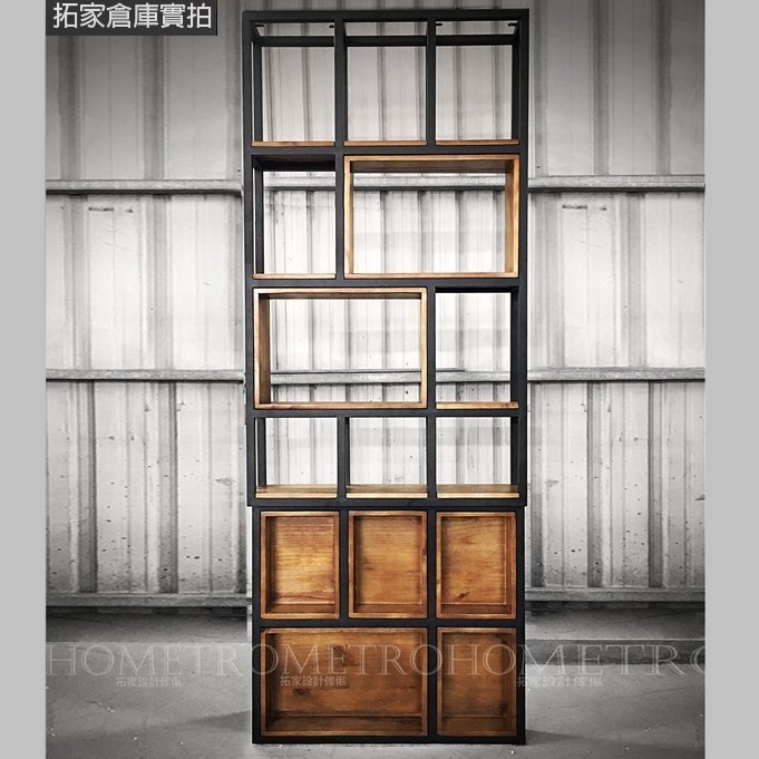 可訂製-實木方格屏風櫃