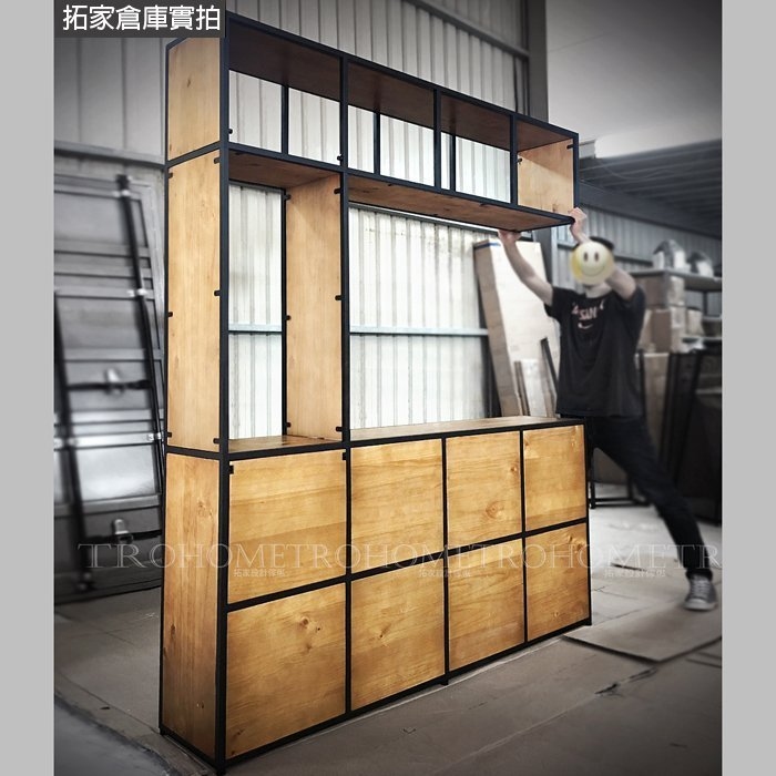 可訂製-多格實木中空壁櫃