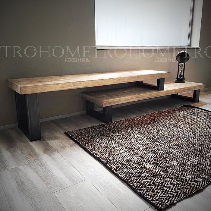 可訂製-實木鐵腳可延伸電視櫃