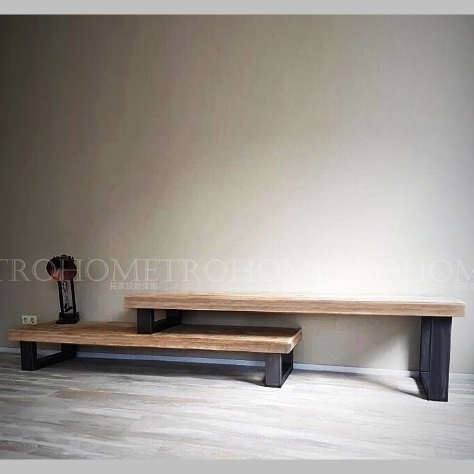 可訂製-實木鐵腳可延伸電視櫃