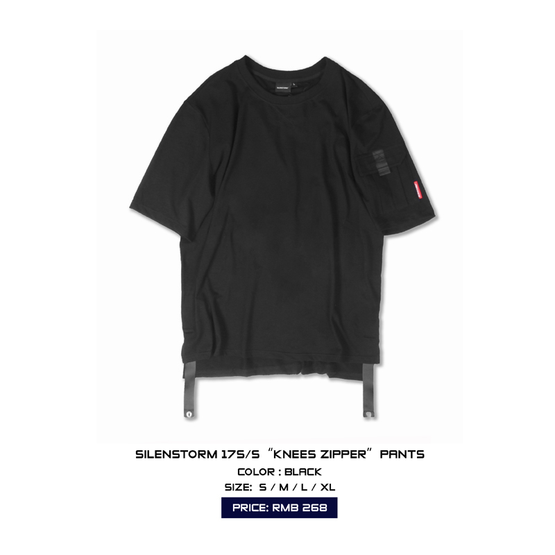 工裝口袋落肩圓領寬鬆短袖