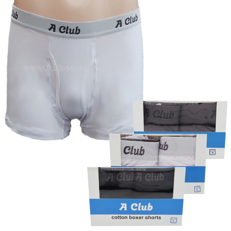 2條/盒 A級:  男裝棉平腳內褲 (M-XXL碼)