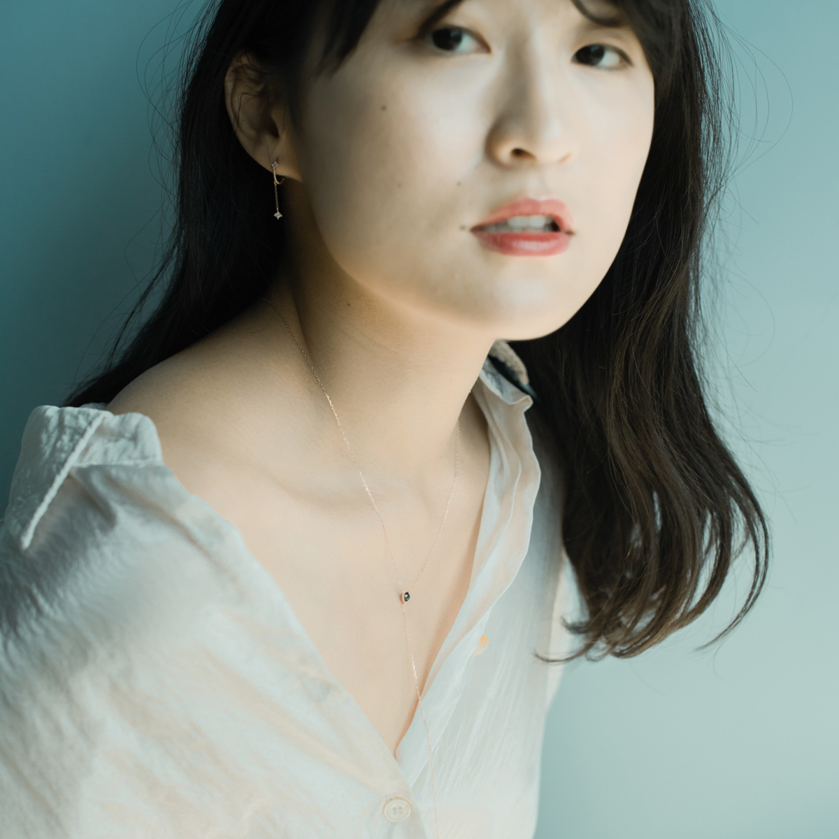 14K杯子蛋糕藍鑽原礦Y字奶溝鍊