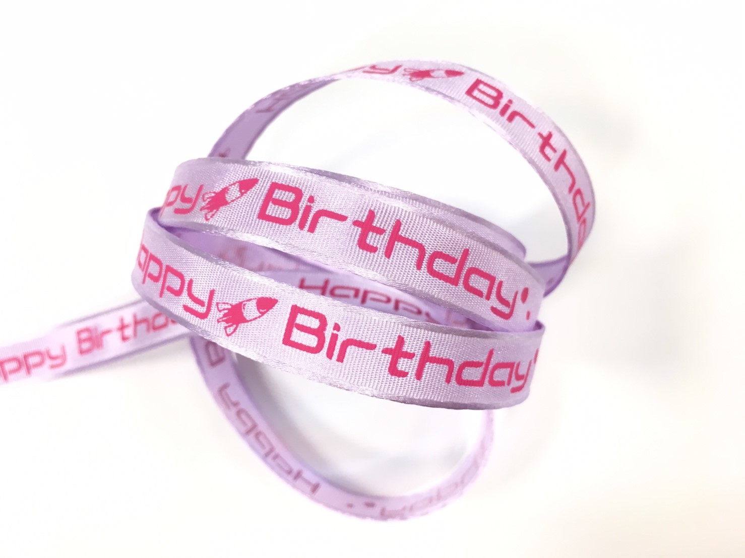 火箭Happy Birthday/緞邊平織/10mm