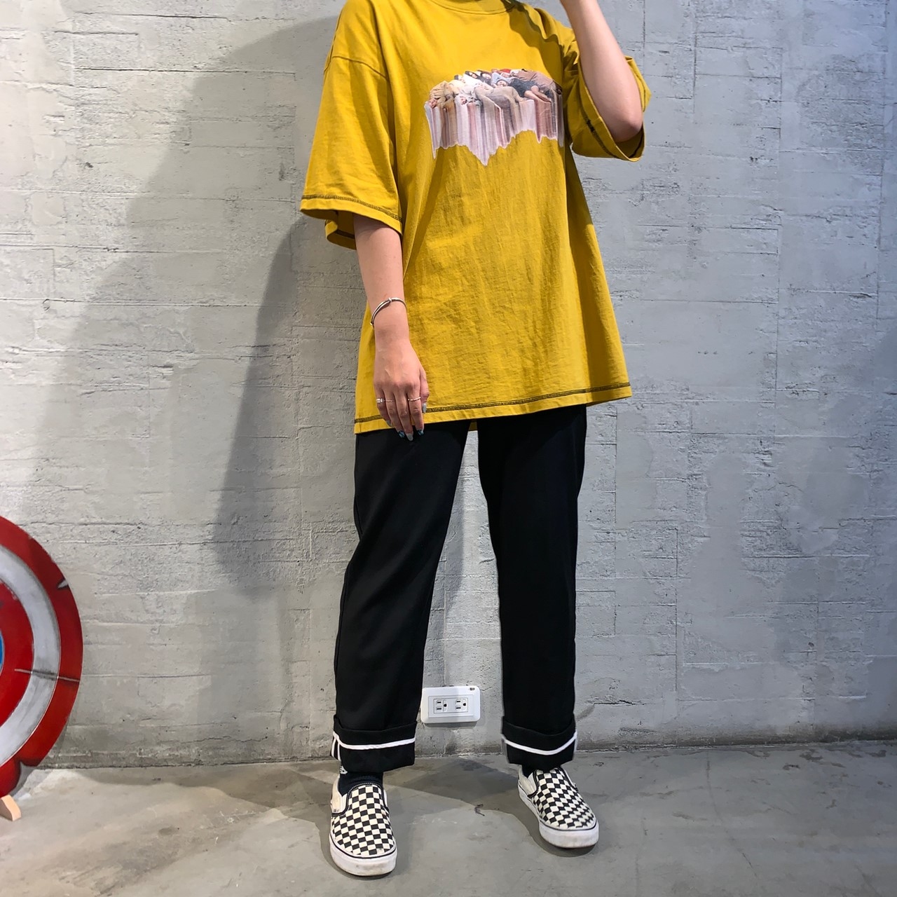 韓國反折白線西裝褲