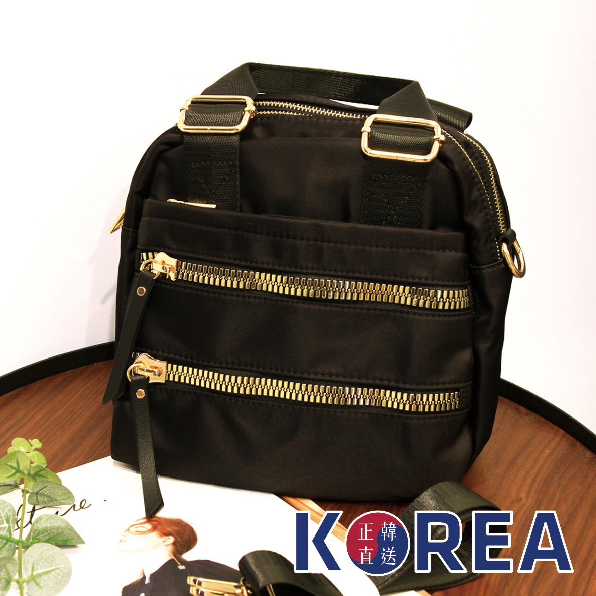 正韓 多拉鍊尼龍手提包