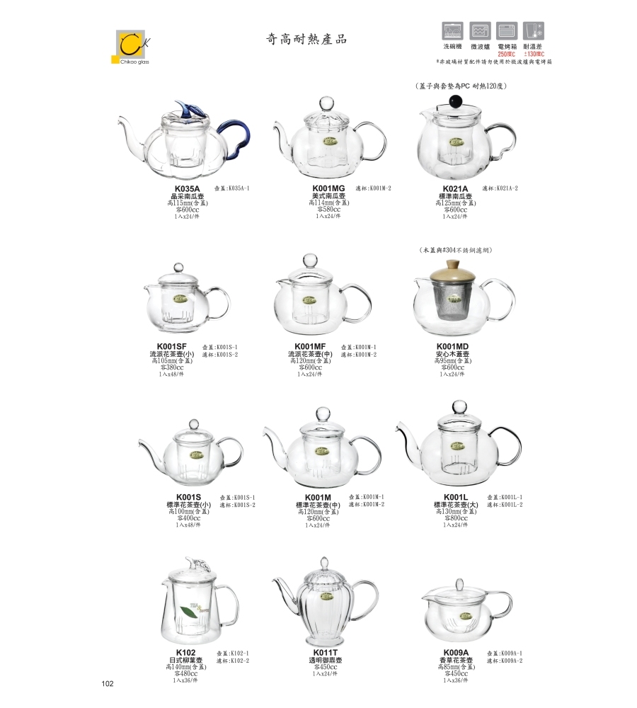 奇高 耐熱流派花茶壺(小)/1入