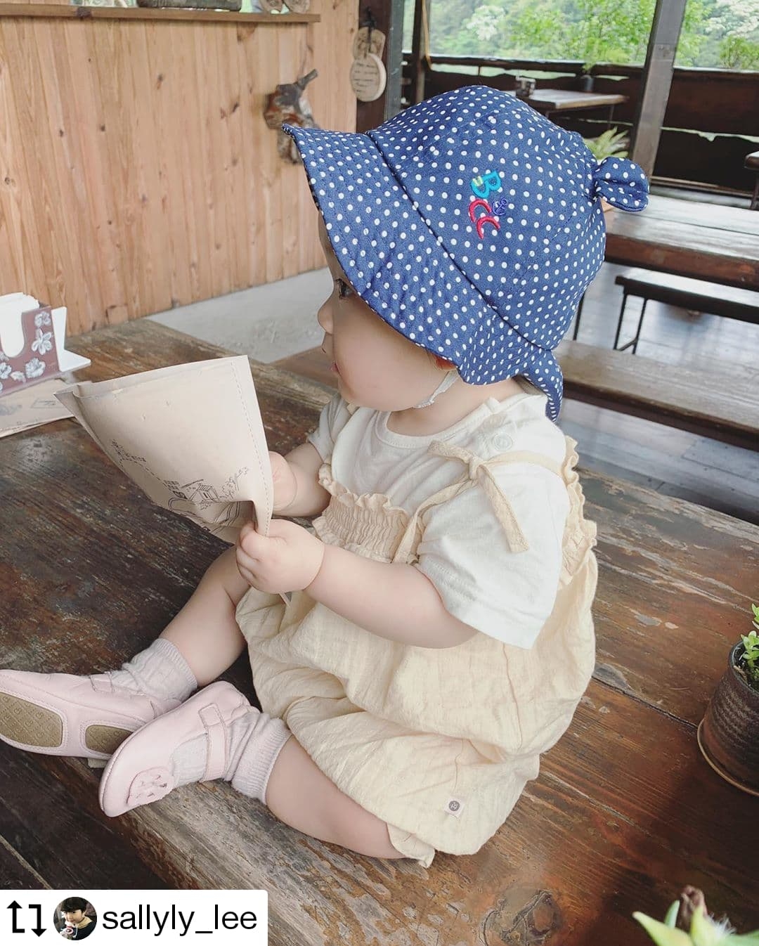 日本 Bon Chou chou 水玉點點寶寶遮陽帽(共二色)