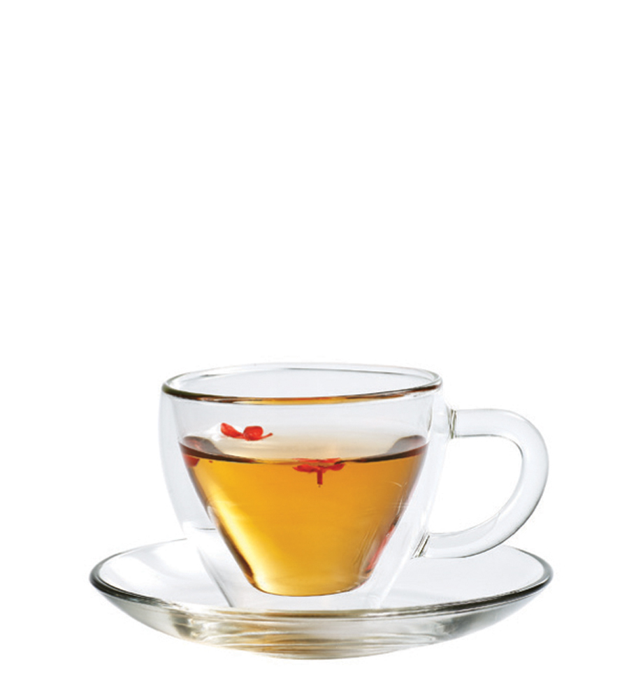 奇高 耐熱附柄清香雙層杯組(1杯+一盤)100ml/1組