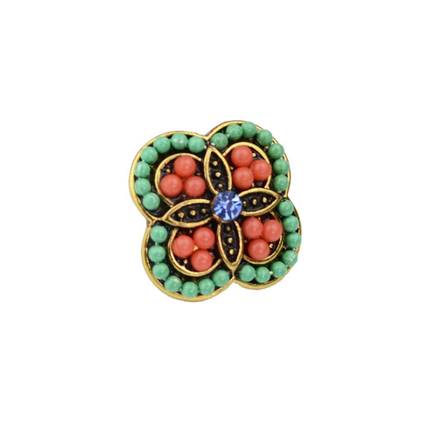 【鞋釦】百變風格 波西米亞系列 幸運四葉花款 (一組兩顆)－綠