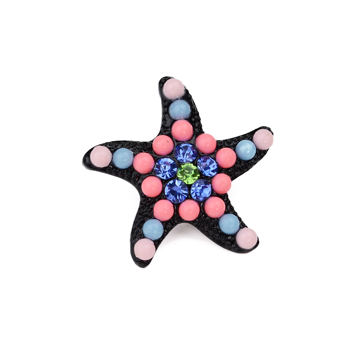 【鞋釦】百變風格 波西米亞系列 純情之星款 (一組兩顆)－粉／黑