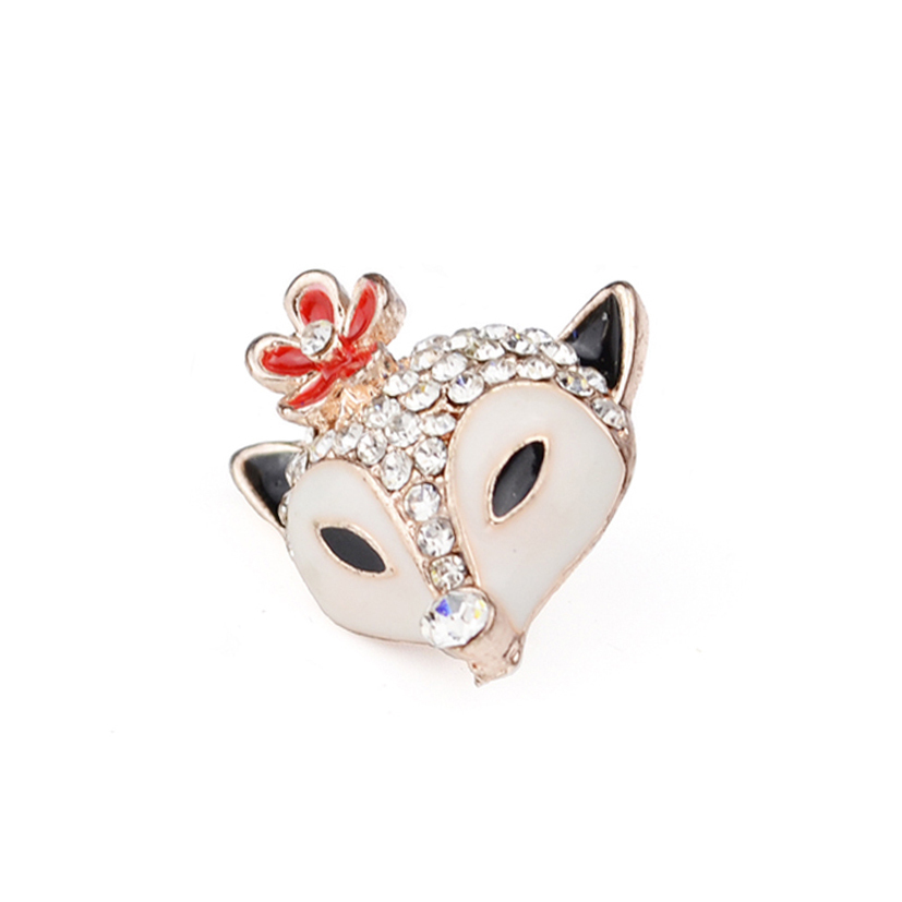 【鞋釦】百變風格 立體造型系列 白鑽狐狸款 (一組兩顆)