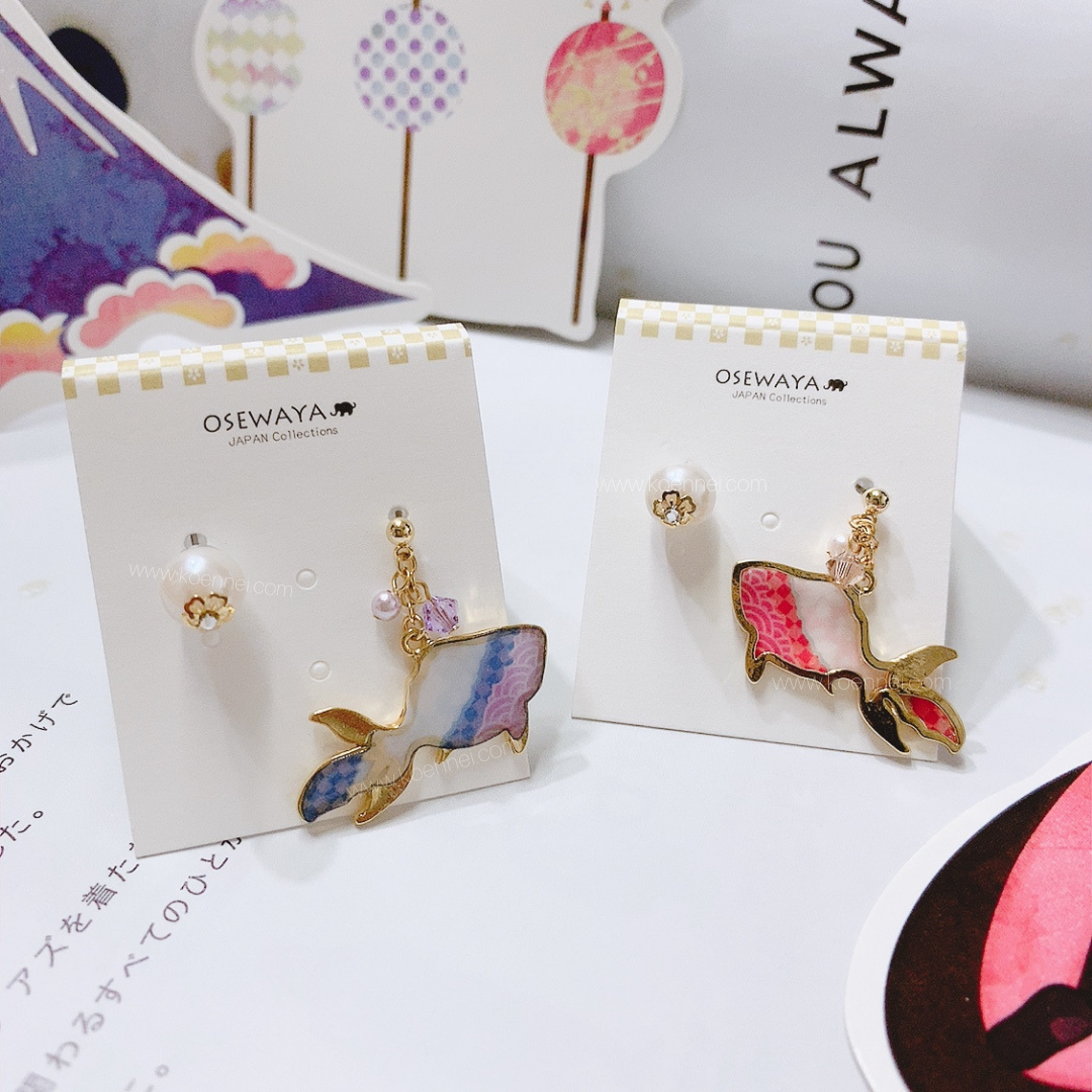 [日本制]和紙封入金魚耳環