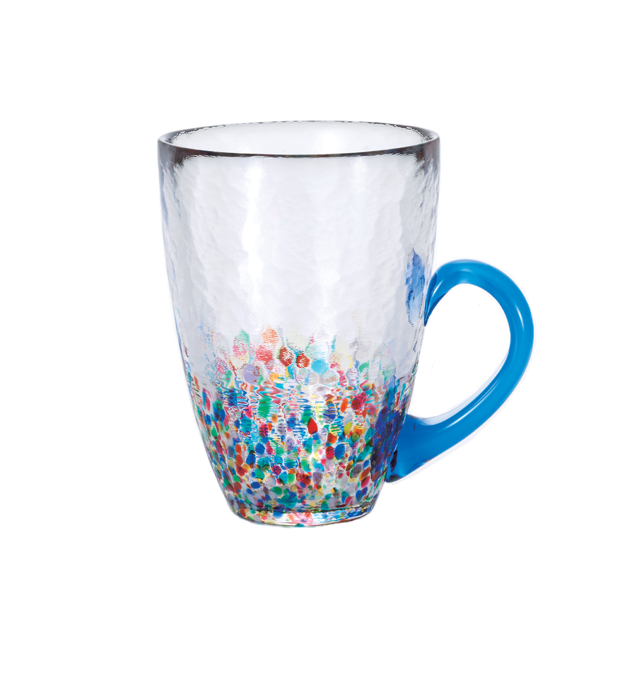 日本津輕 手作繽紛睡魔藍把手馬克杯/1入