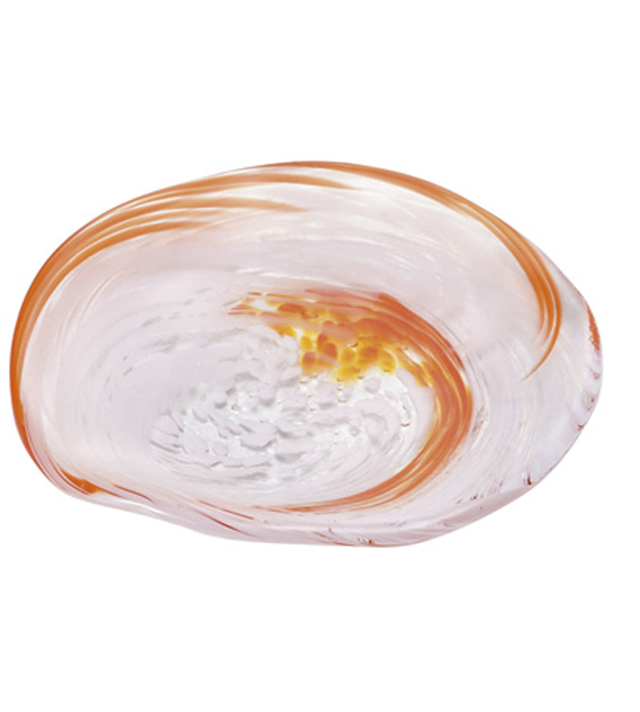 日本津輕 手作橘色水渦盤/1入