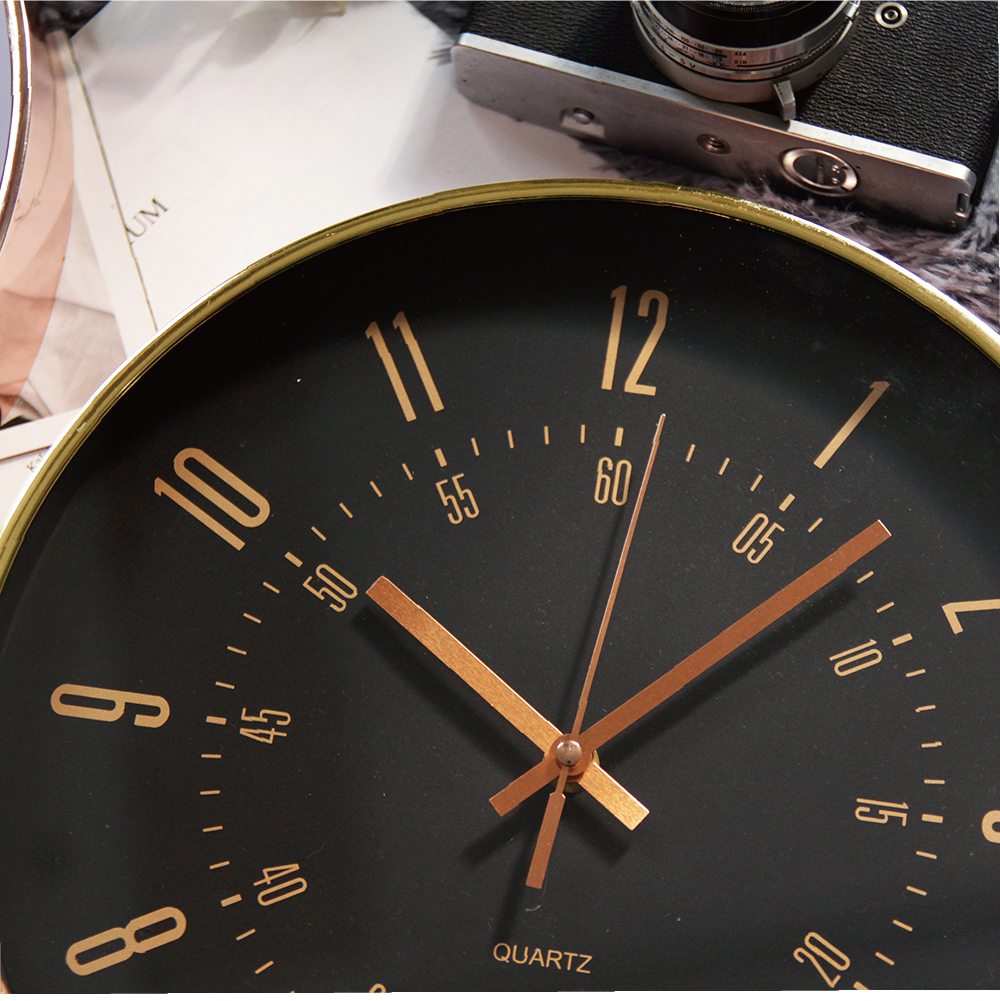 紐約時代靜音時鐘-金采曼哈頓黑金邊