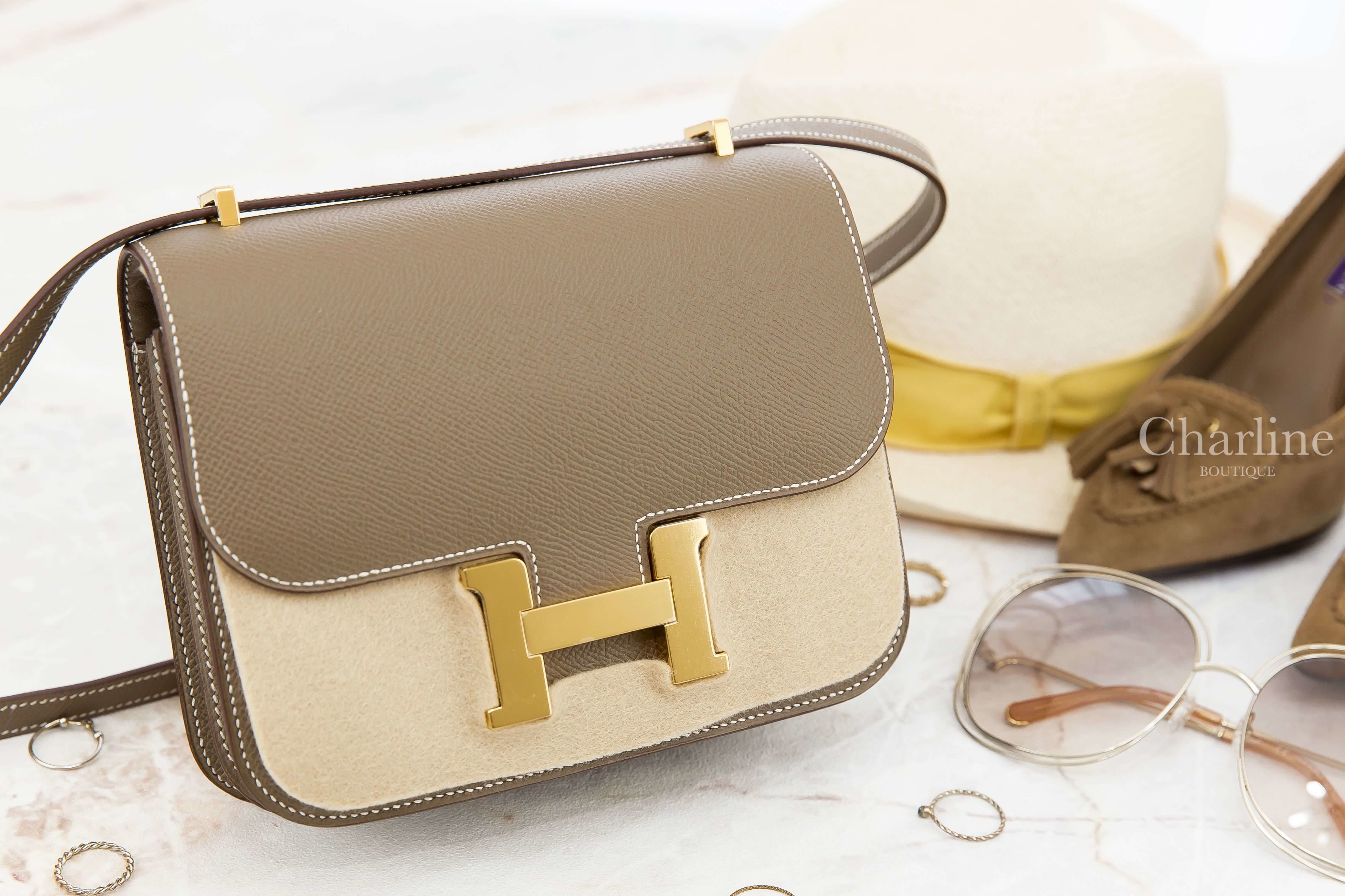 Hermès Mini Constance III 18cm 18 Etoupe Epsom Z刻大象灰金釦-Charline Boutique 精品代購