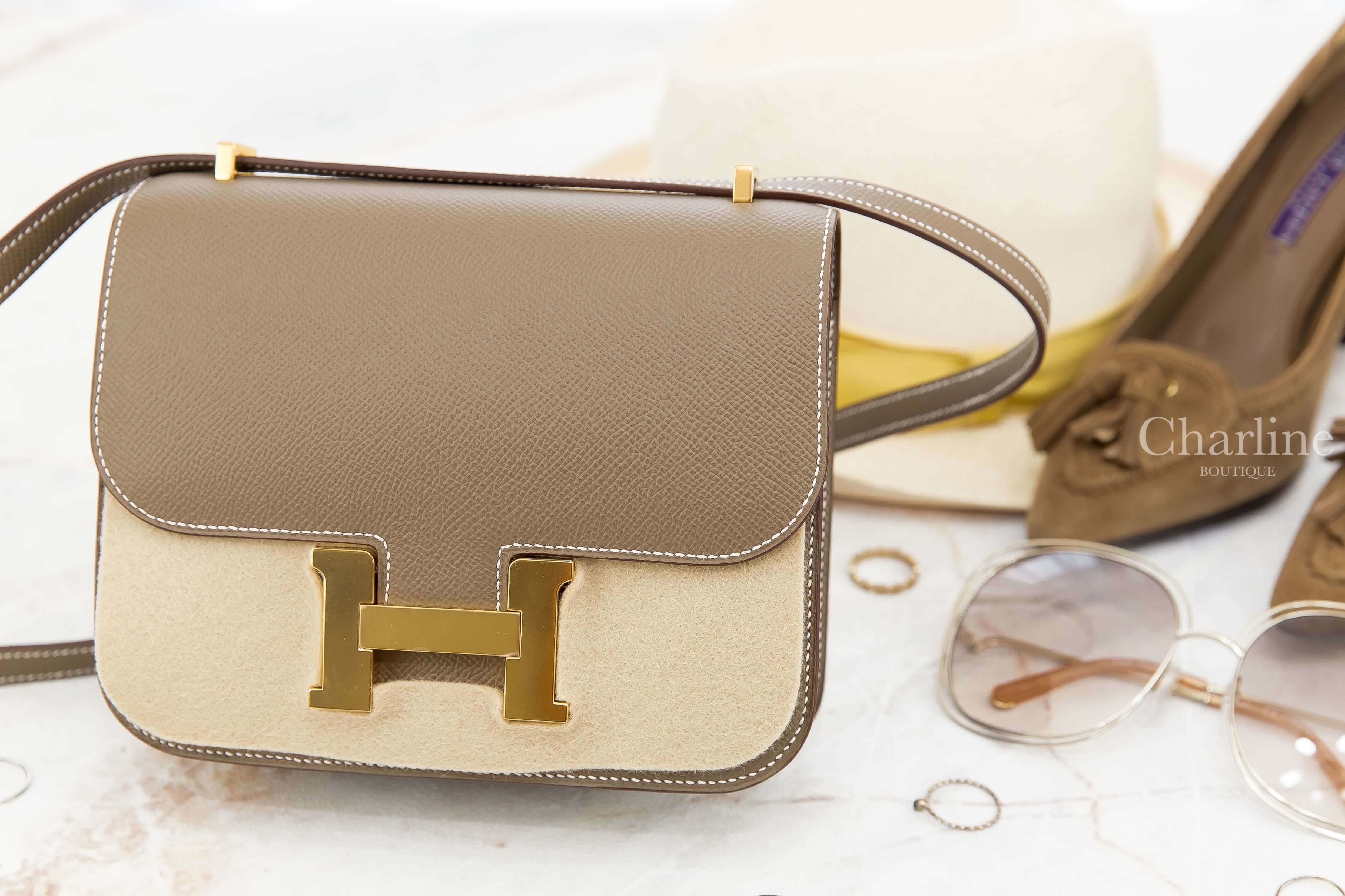 Hermès Mini Constance III 18cm 18 Etoupe Epsom Z刻大象灰金釦-Charline Boutique 精品代購