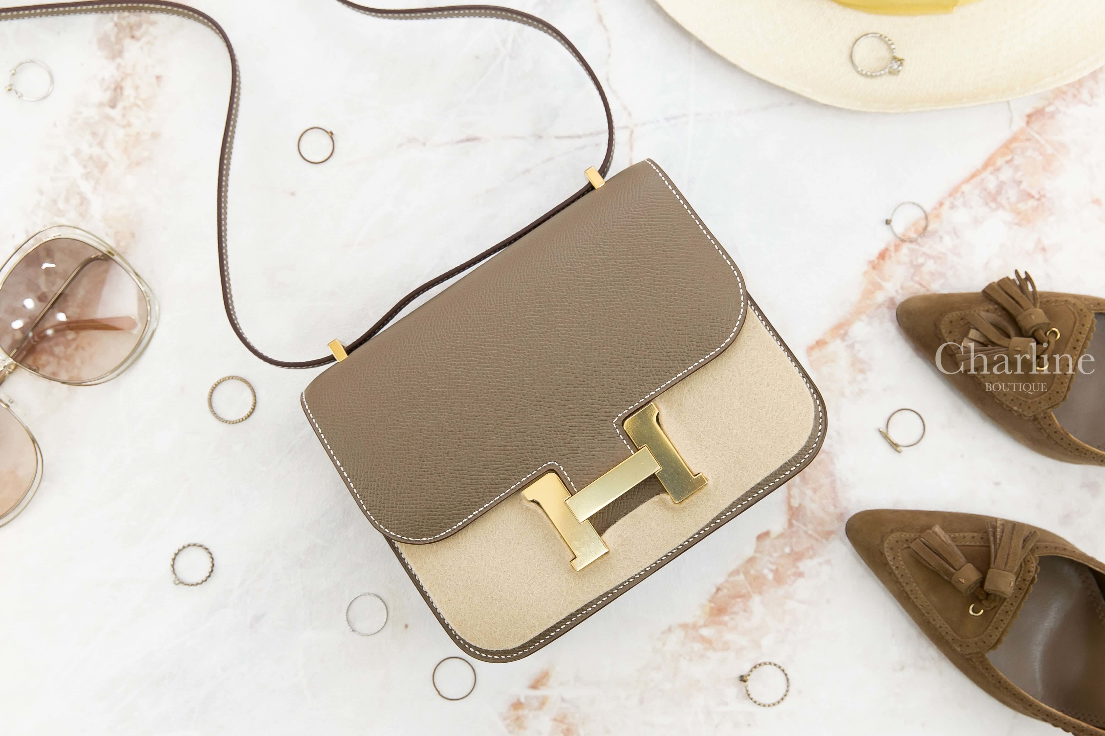 Hermès Mini Constance III 18cm 18 Etoupe Epsom Z刻大象灰金釦-Charline Boutique 精品代購