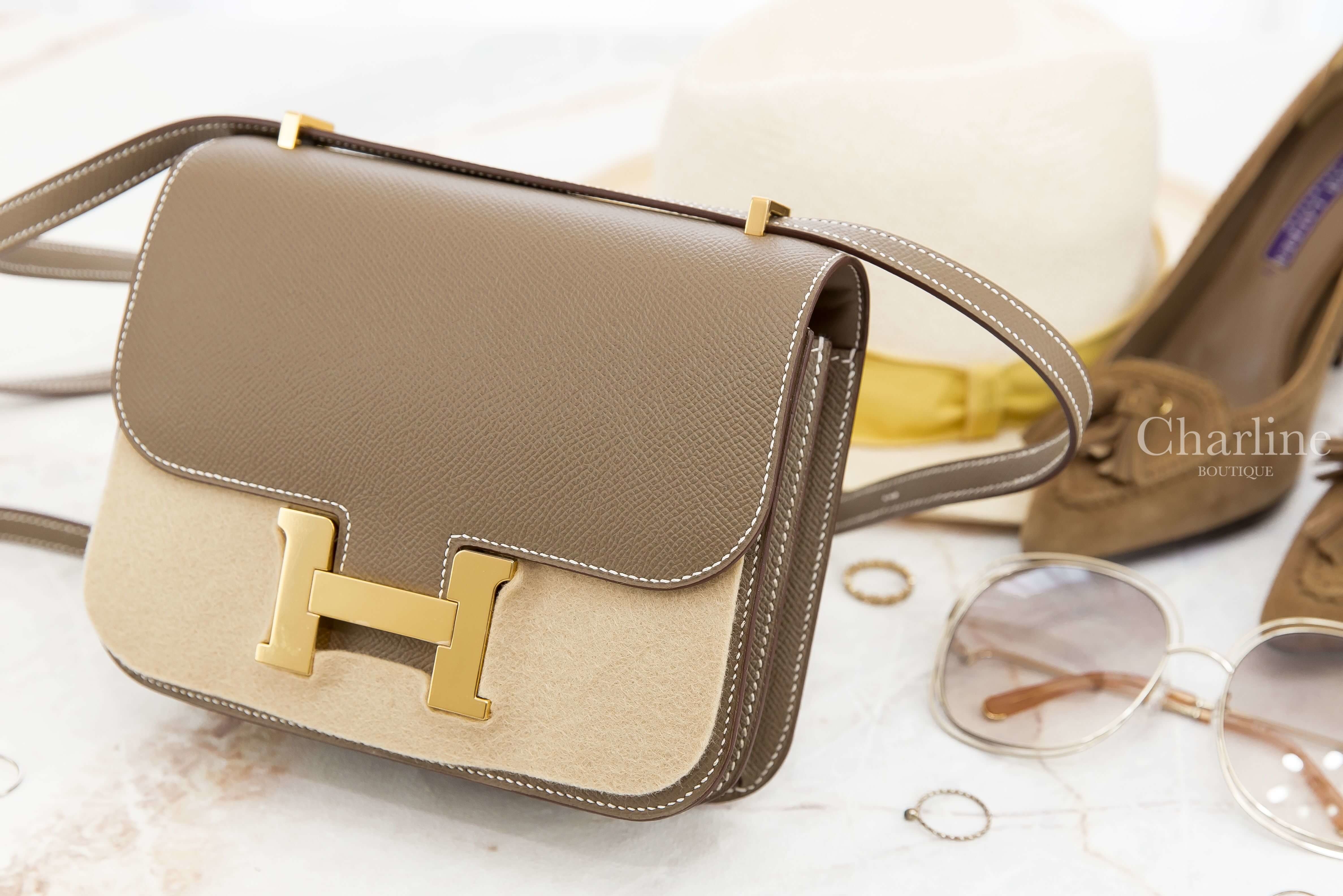 Hermès Mini Constance III 18cm 18 Etoupe Epsom Z刻大象灰金釦-Charline Boutique 精品代購