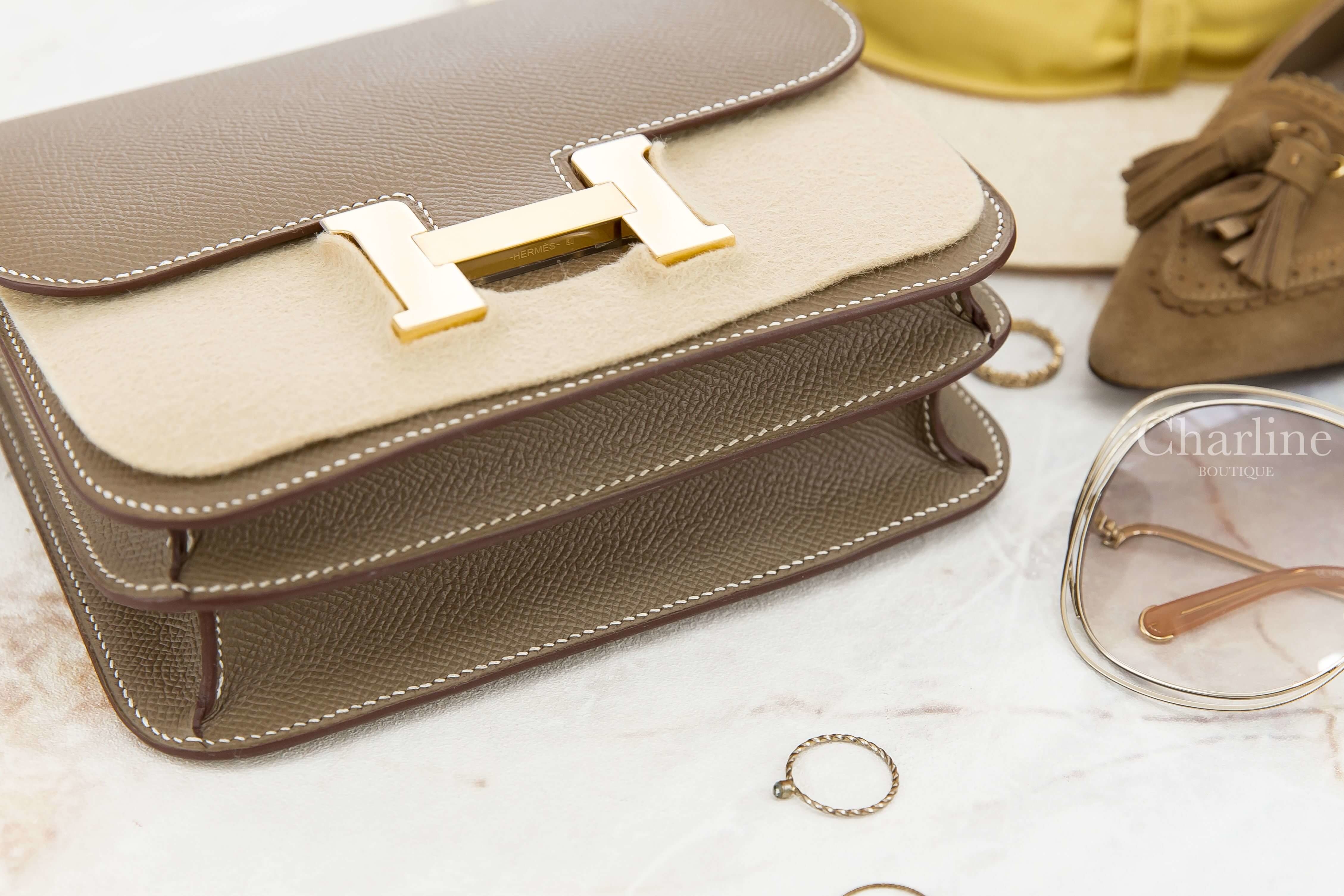 Hermès Mini Constance III 18cm 18 Etoupe Epsom Z刻大象灰金釦-Charline Boutique 精品代購