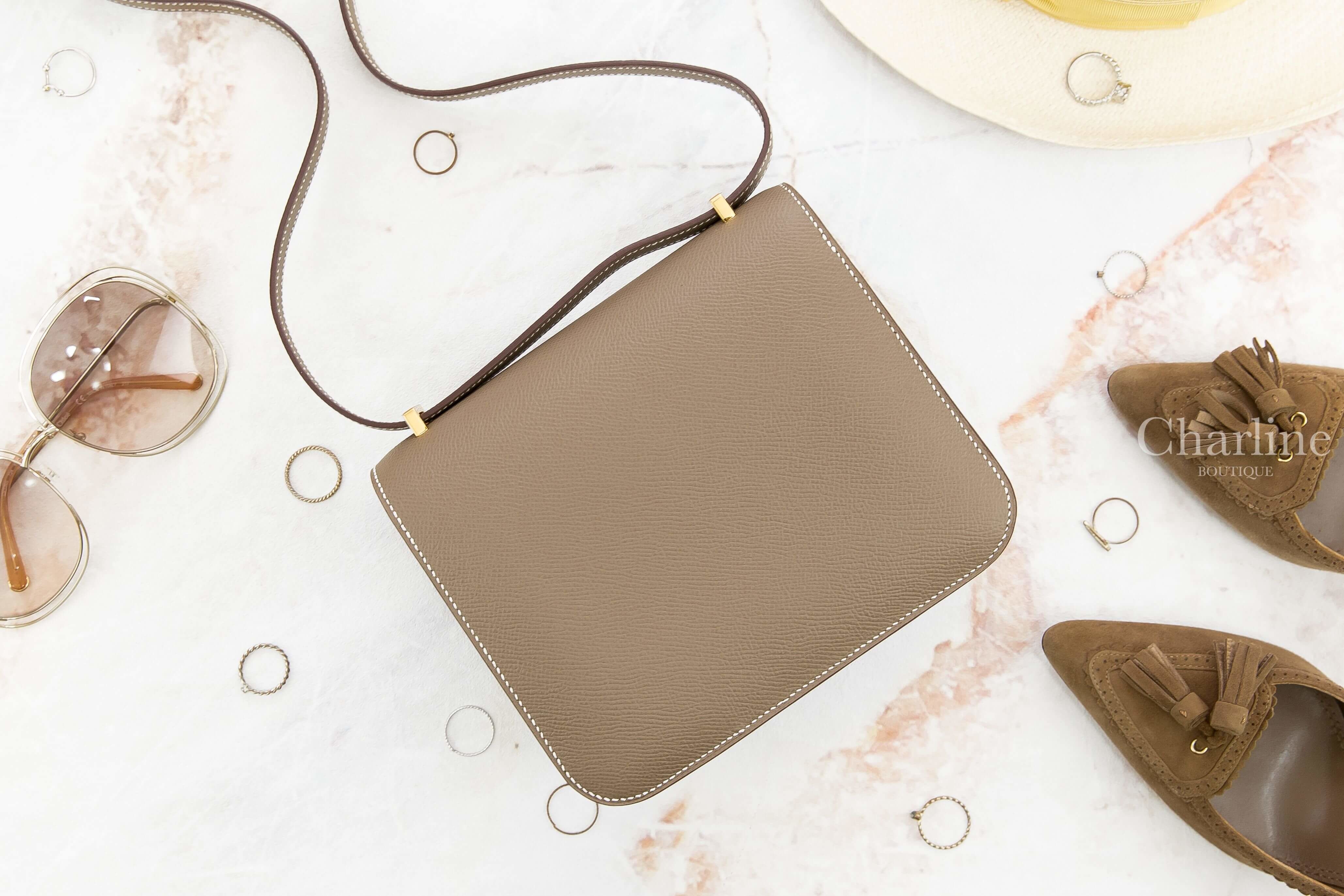 Hermès Mini Constance III 18cm 18 Etoupe Epsom Z刻大象灰金釦-Charline Boutique 精品代購