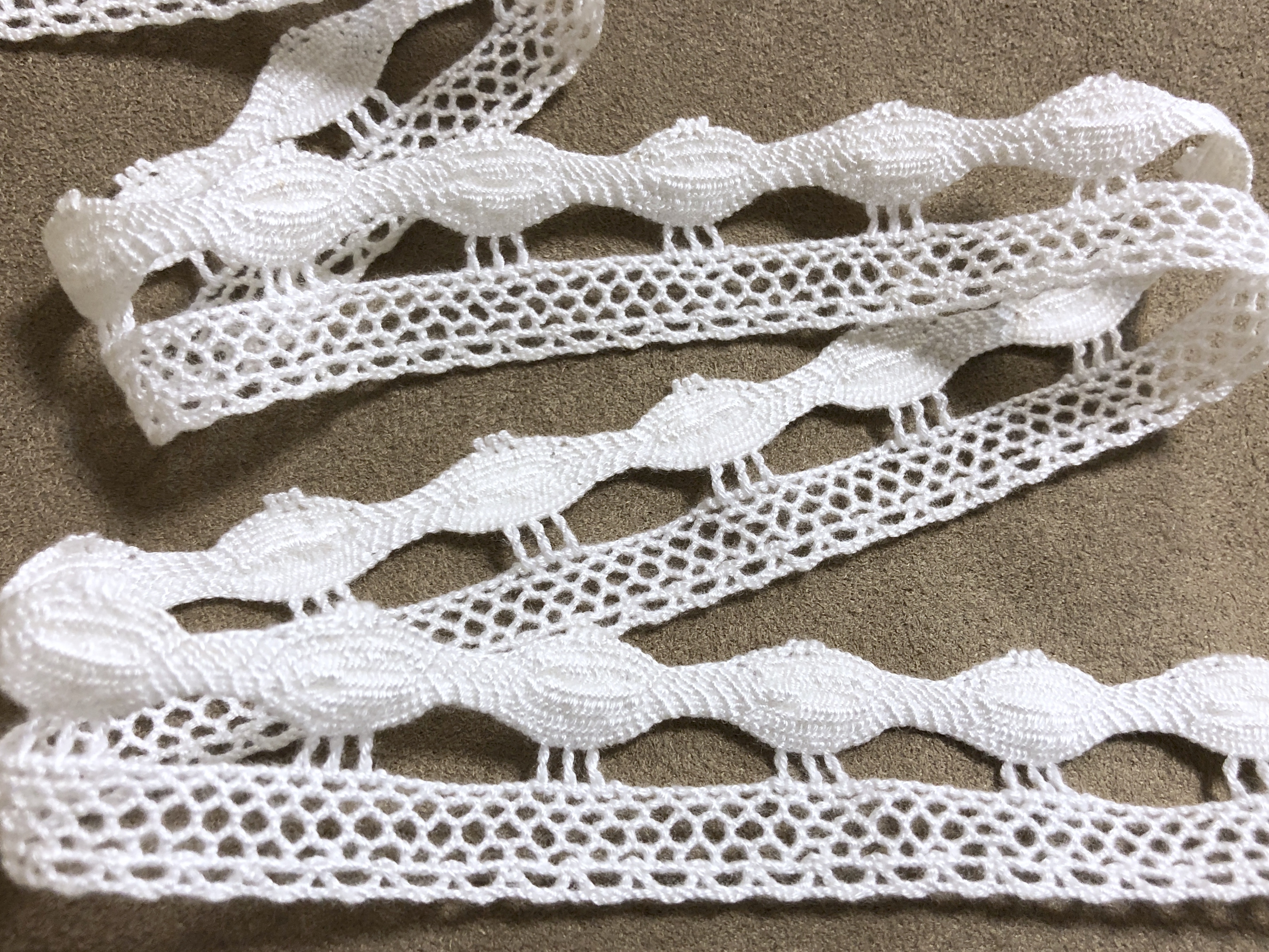 純棉蕾絲帶/鏤空單邊橄欖形/25mm