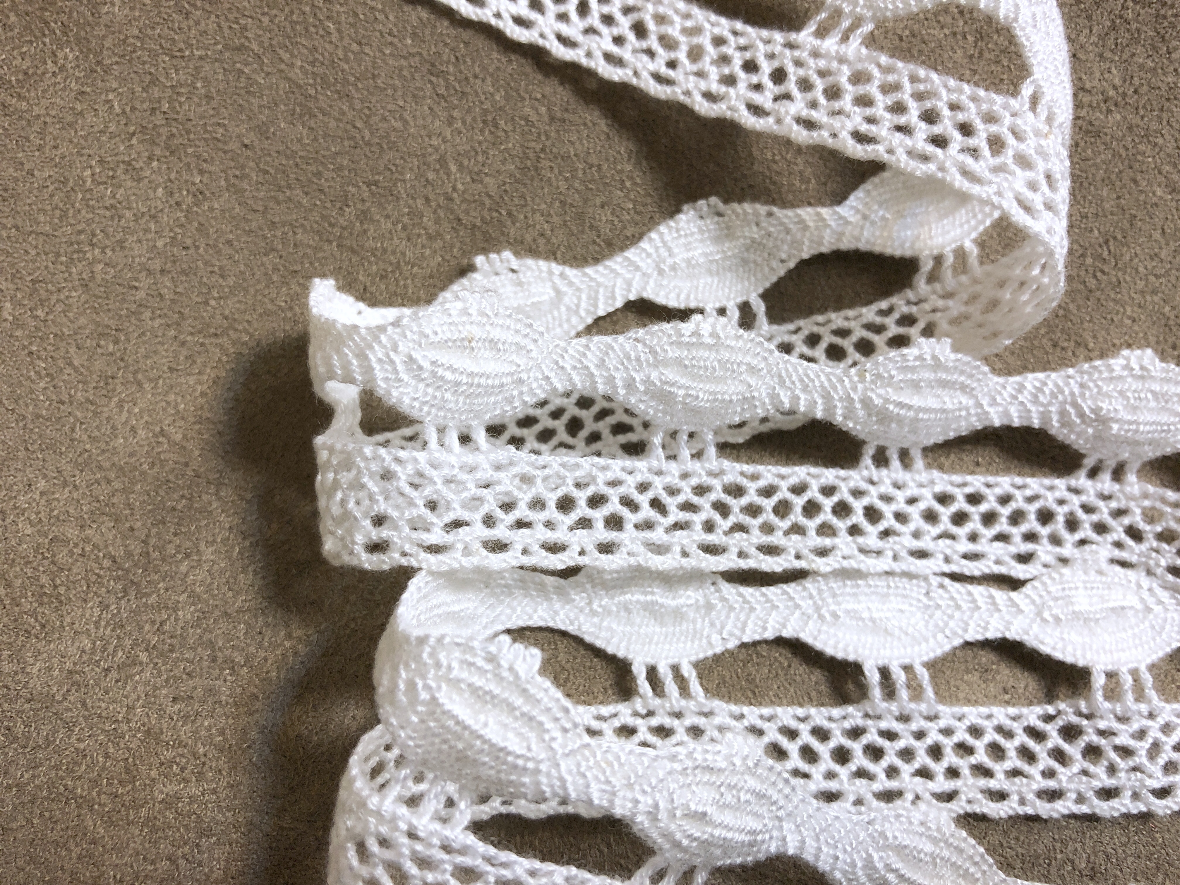 純棉蕾絲帶/鏤空單邊橄欖形/25mm