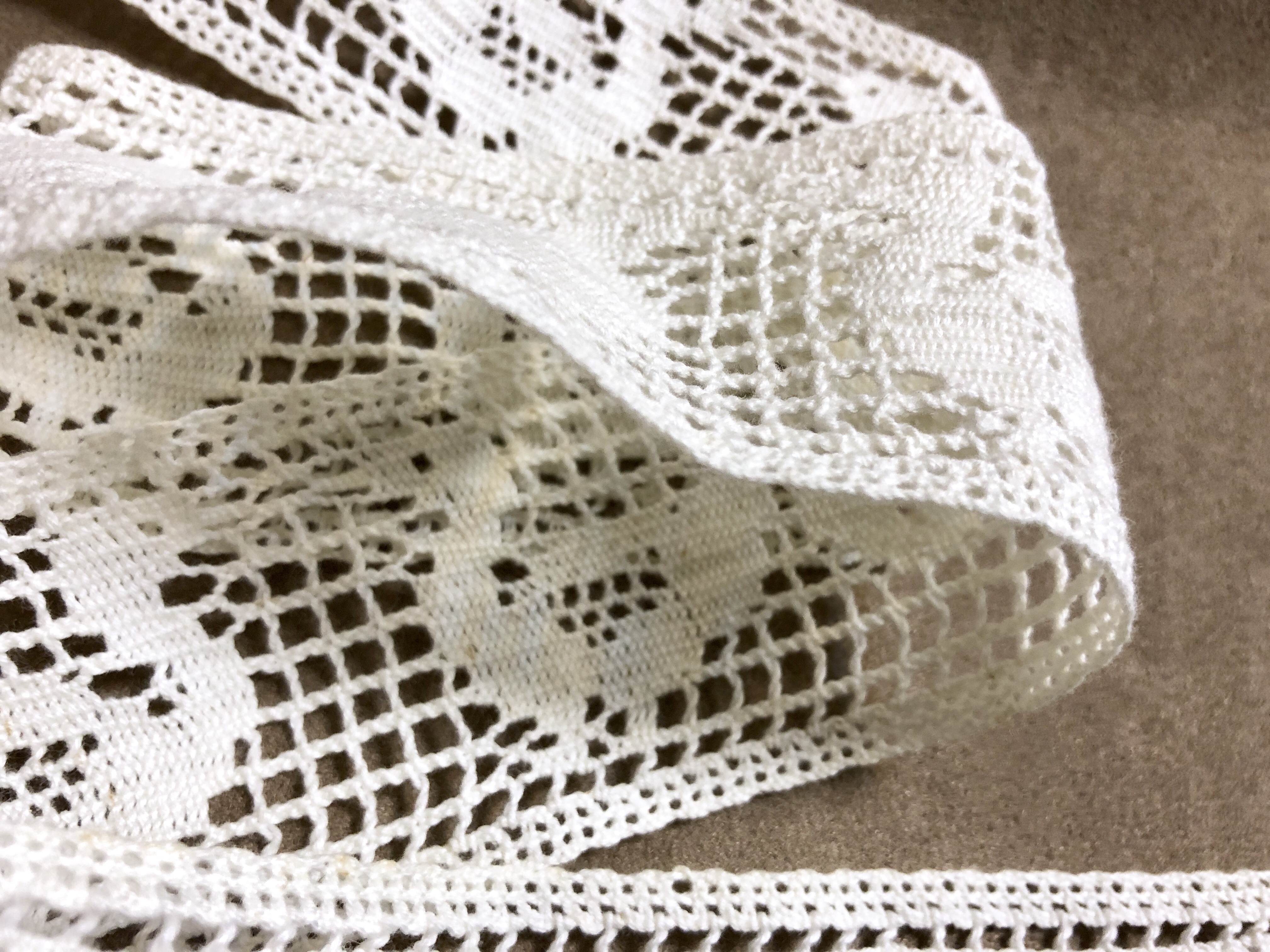 純棉寬版蕾絲帶淺米色/散步小鴨/60mm