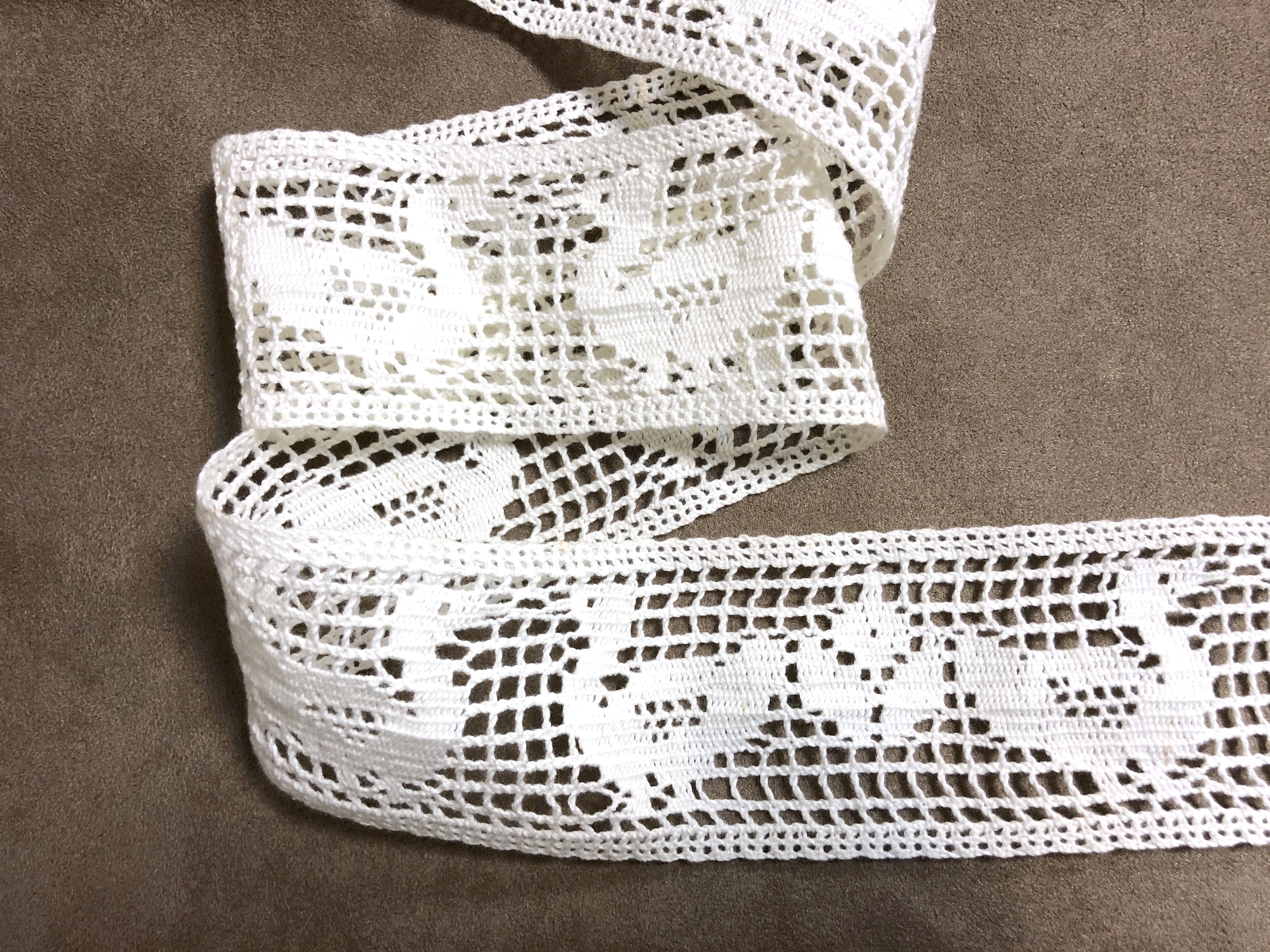 純棉寬版蕾絲帶淺米色/散步小鴨/60mm