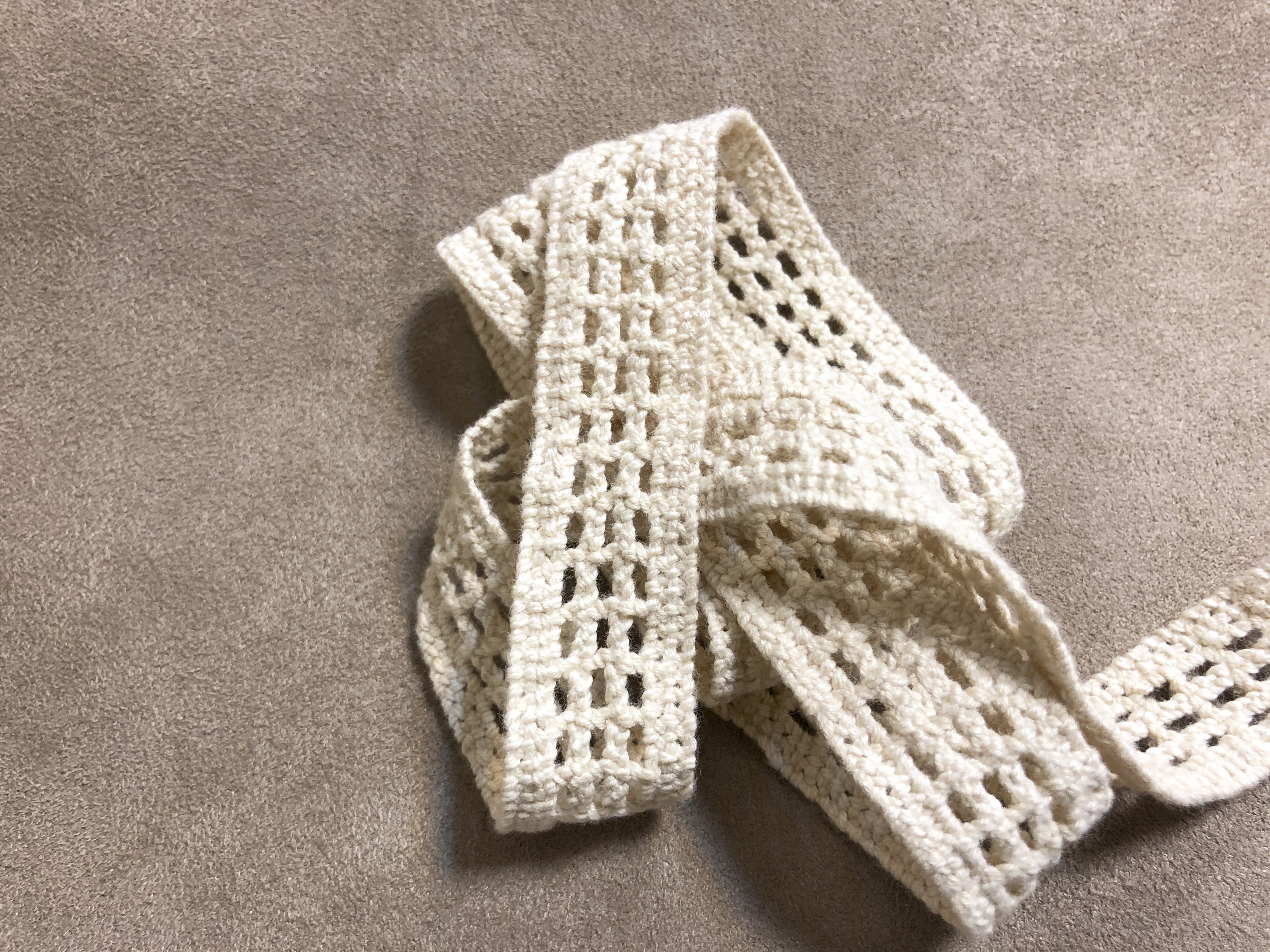 米色純棉蕾絲帶/厚磅井字形/20mm