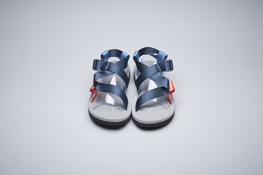 [出清商品售出無退換] SUICOKE CHIN2-CAB 023藍橘 羅馬鞋 抗菌內裡 涼鞋 魔鬼氈【SK190232CABNG】