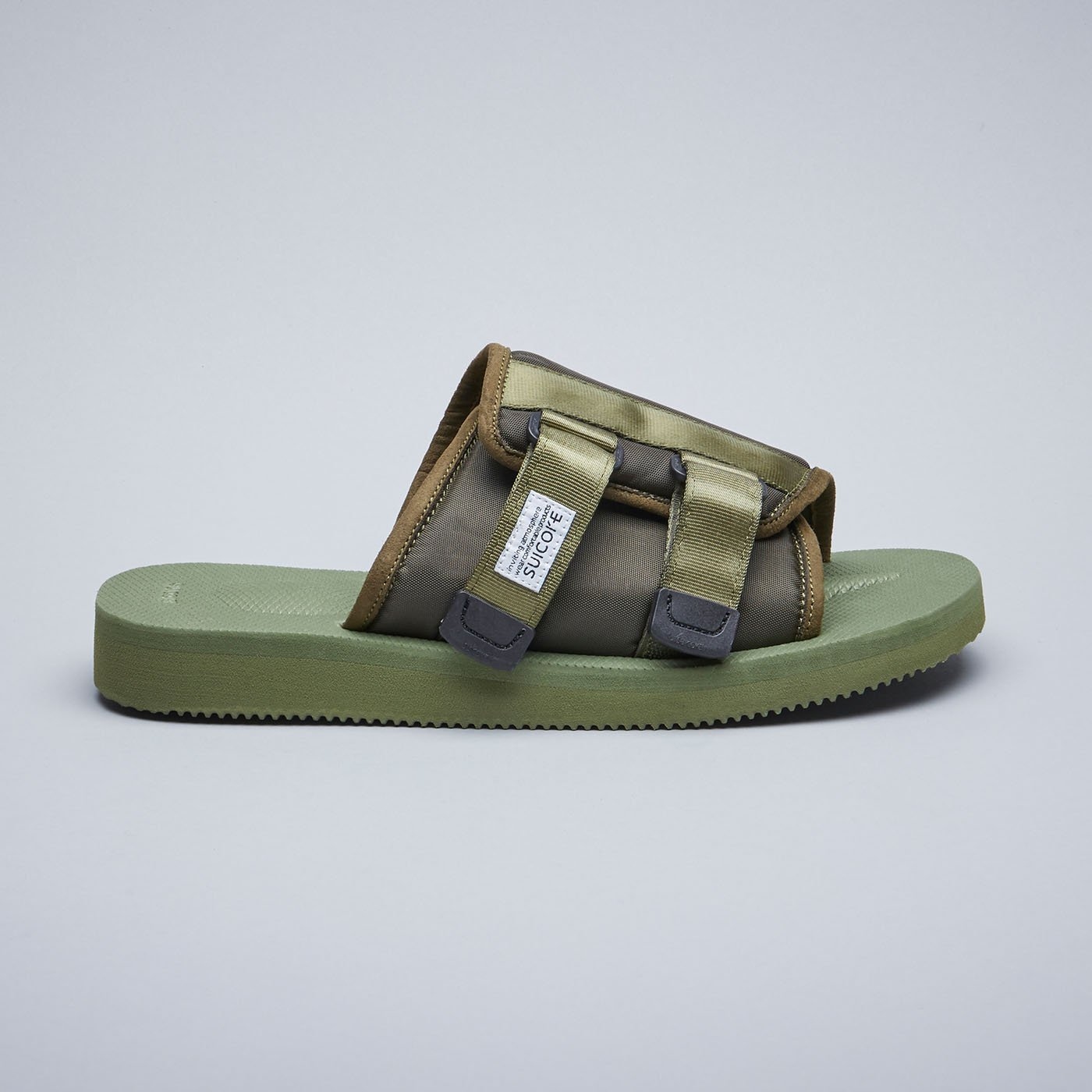 [出清商品售出無退換]  SUICOKE KAW-CAB OG-081CAB 軍綠 側扣 麂皮 拖鞋  魔鬼氈 【SK20081CABOL】