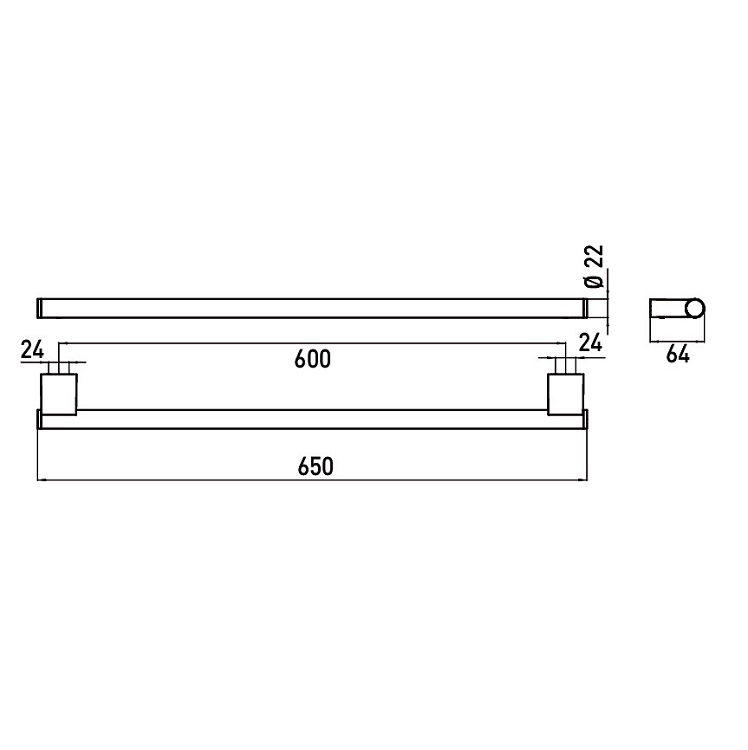 EMCO "System 2" 356000160 600mm Towel Holder